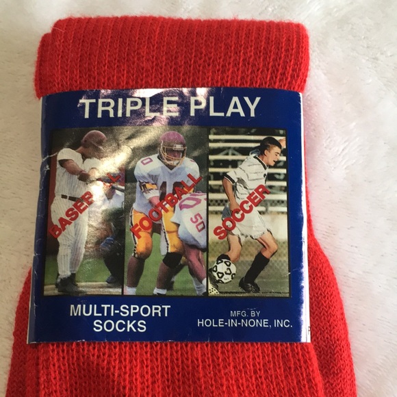 Triple Play scarlet multi-sport socks. Fits sock size 10-13 shoe size 7-12 NWT - Picture 2 of 5